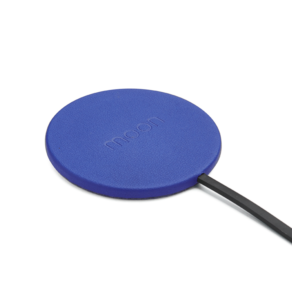 Moon Wireless Slim Qi Charge Pad 10W with Wall Charger AC Blue Imitation Leather