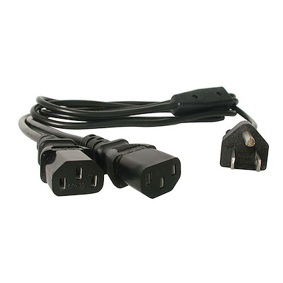 StarTech Power Cord Computer Y Splitter 10A 125V, 18AWG 6ft - Black